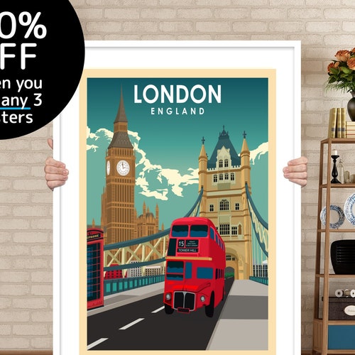 Art London England Poster Vintage Travel Print Wall Decor Etsy UK