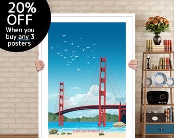 Golden Gate Bridge Poster | San Francisco Art Deco Print
