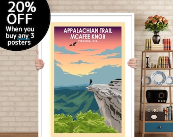 Appalachian Trail Poster, Appalachian Trail  Print , AT poster, Mcafee-Knob Virgina , Thru Hiking, Georgia to Maine, Thru-hike