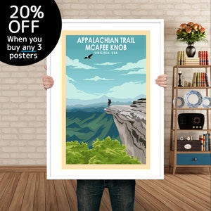 Appalachian Trail poster, AT Print, Mcafee-Knob Virgina, Thru Hiking, Georgia naar Maine