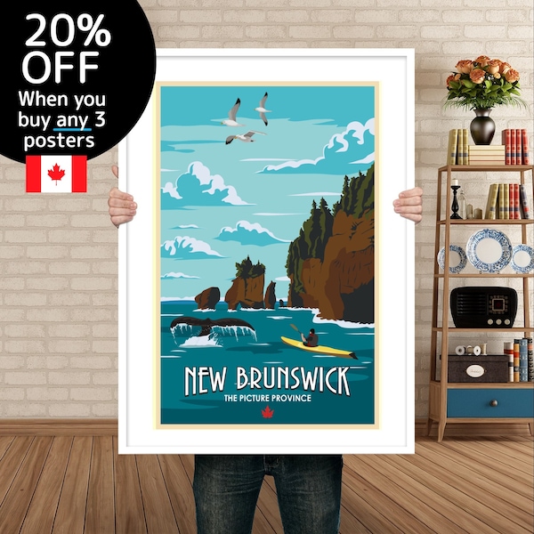 New Brunswick Canada Poster | New Brunswick Retro Print | NB Canada Wall Art