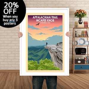 Appalachian Trail Poster, Appalachian Trail  Print , AT poster, Mcafee-Knob Virgina , Thru Hiking, Georgia to Maine, Thru-hike