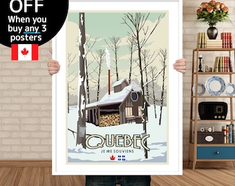 Poster di viaggio vintage del Quebec: Affiche Québec, Cabane à Sucre