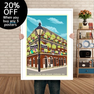 New Orleans Print | Mardi Gras Poster |  New Orleans Louisiana |  French Quarter New Orleans