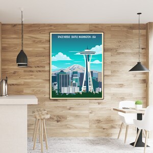Seattle Poster – Space Needle , Washington Retro Travel Print image 7