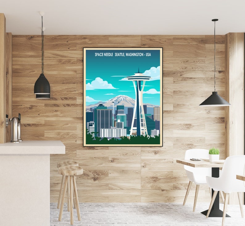 Seattle Poster – Space Needle , Washington Retro Travel Print image 7