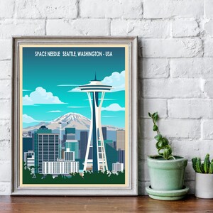 Seattle Poster – Space Needle , Washington Retro Travel Print image 9