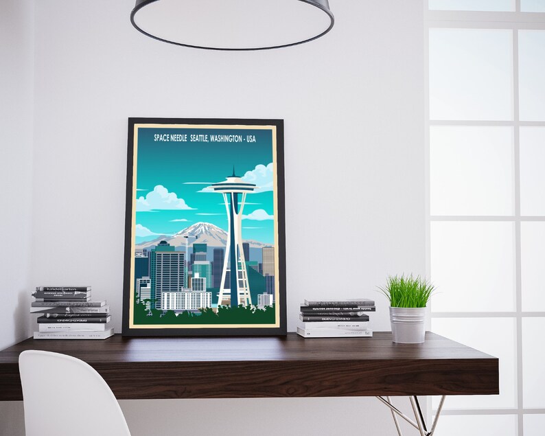 Seattle Poster – Space Needle , Washington Retro Travel Print image 10