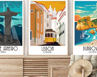 Impression de Lisbonne | Affiche de Lisbonne | Art mural Lisbonne Portugal | Impression de voyage | Portugal Poster