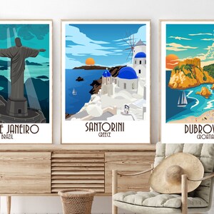 Santorini Greece Print: Mediterranean Island Travel Poster