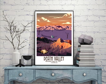 Death Valley Nationalpark Kunstdruck | Illustriertes Reiseplakat