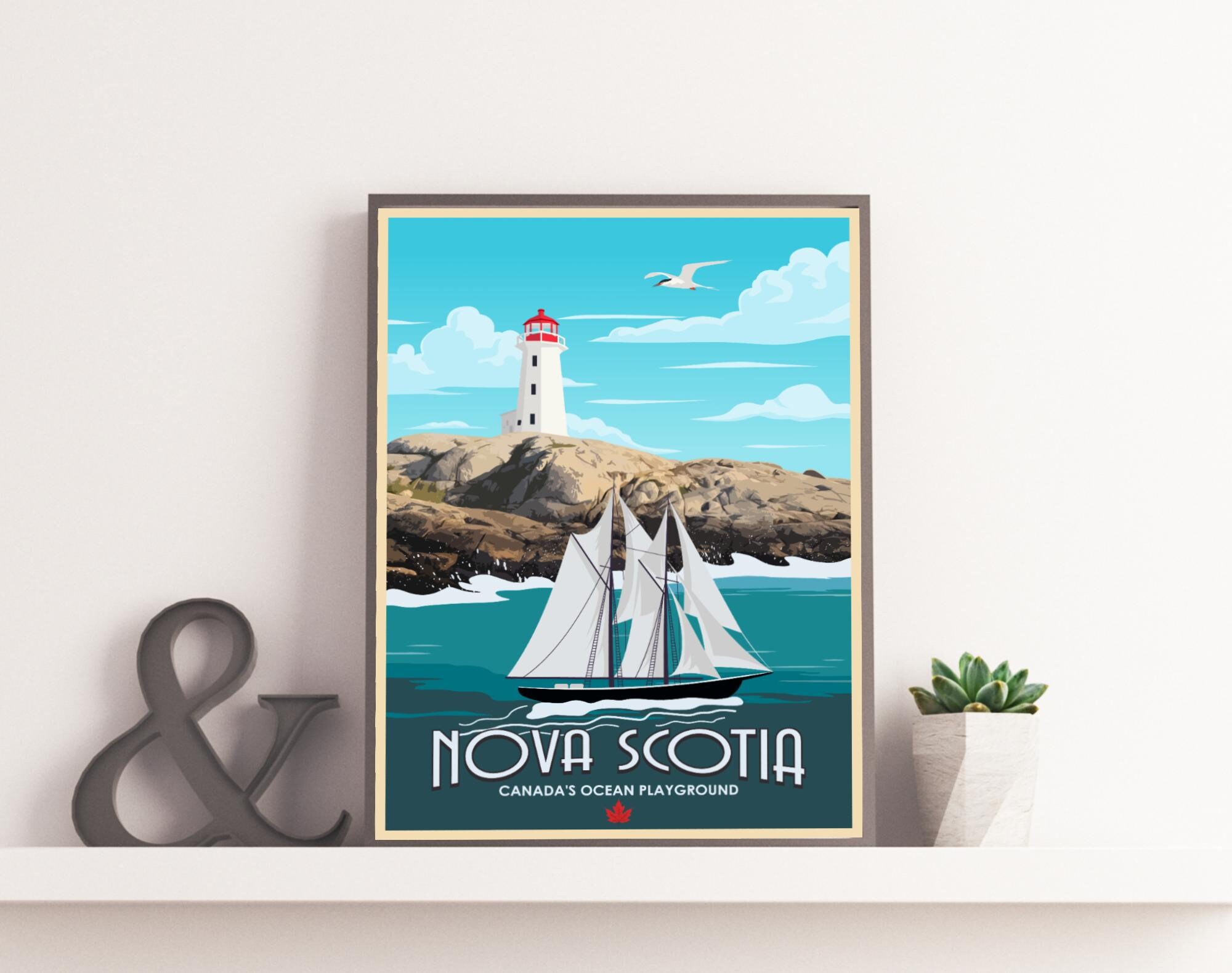 Nova Scotia Poster Nova Scotia Canada Print Retro Travel Poster Wall
