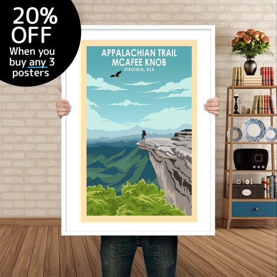 Appalachian Trail Poster : Mcafee-Knob, Virginia Print art, AT Thru Hiker Gift