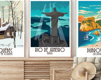 Poster Brazilië: Rio de Janeiro – Christus de Verlosser-afdrukkunst