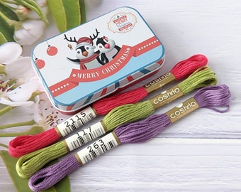 COSMO Embroidery Thread Starter Set in a gift box/Lecien Japan/Cosmo  Floss Set for beginners, 3 colors/ Christmas Gift for needlecrafter