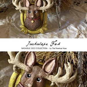 2022 Nashville Needlework Market NEW release from The Primitive Hare - &quot;Jackalope fob&quot; from the Hare&#39;s Seasons collection/Ready to ship