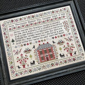 Jane Thompson 1838 - Cross Stitch Chart by The Scarlett House/ Needlework MarketPlace 2024/ Ready to ship