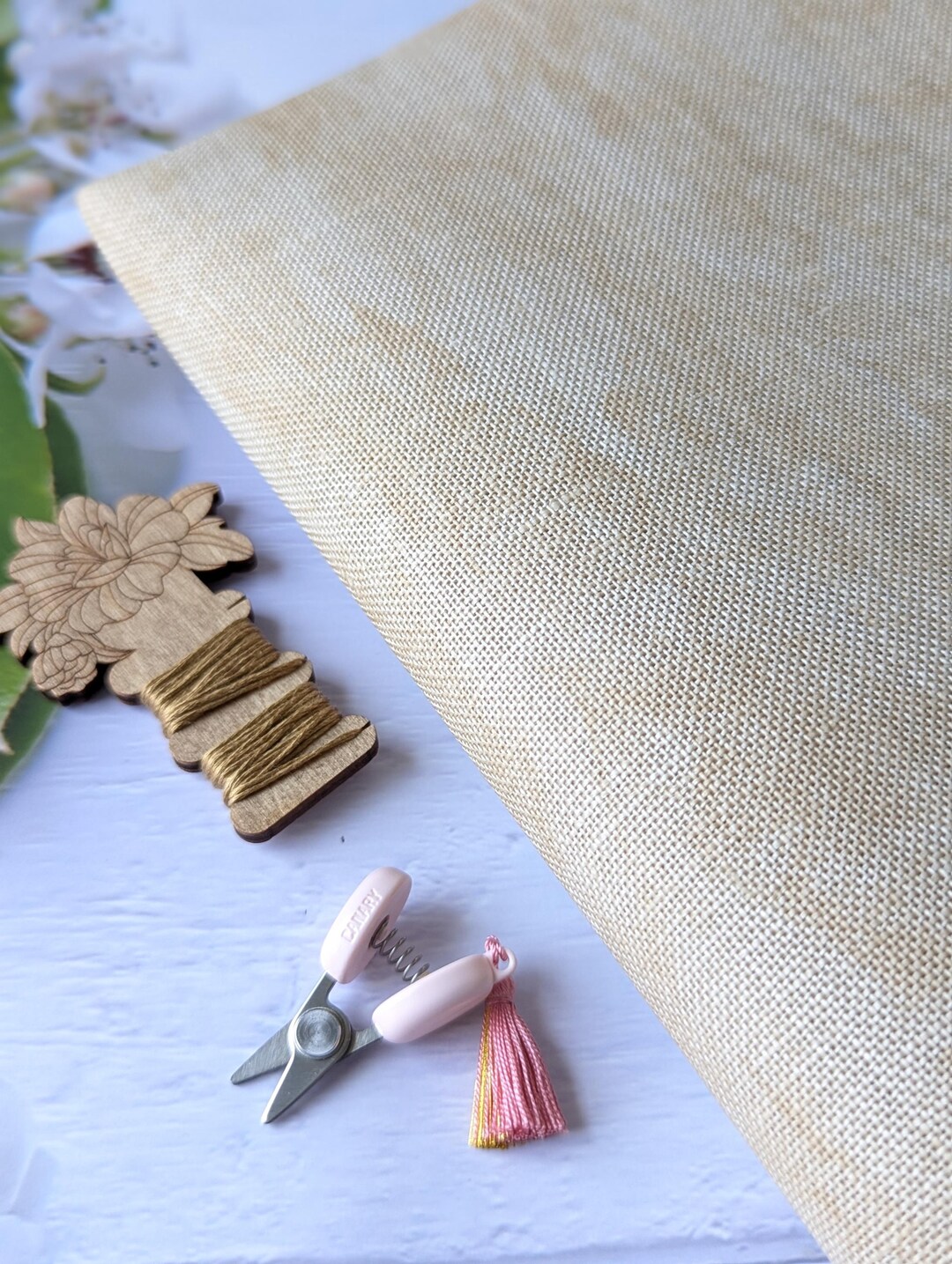 28ct Vintage Country Mocha Cashel Cross Stitch Linen Fabric by