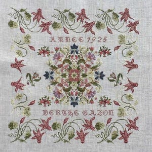 Reflets De Soie -  &quot;Berthe Gazon 1925&quot; Printed Cross Stitch Chart leaflet