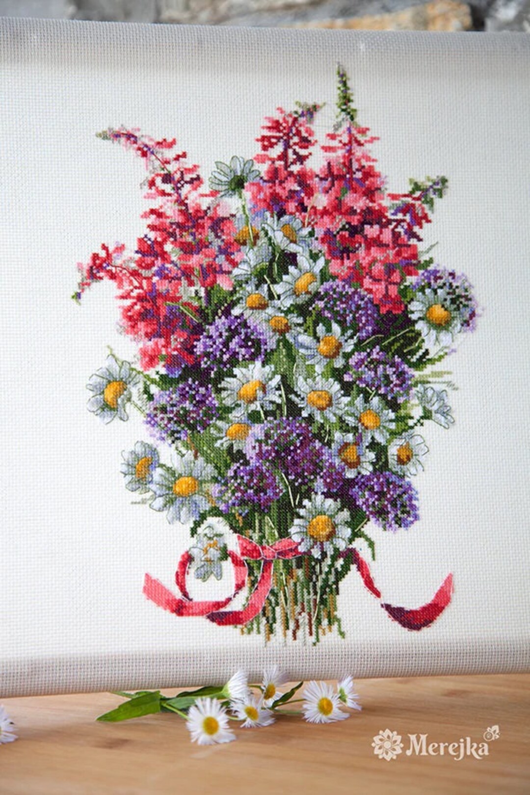 MEREJKA Cross Stitch Kit the Field Bouquet/ Counted Cross Stitch Kit ...