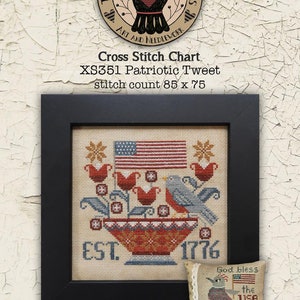 Teresa Kogut, "Patriotic Tweet" and "God Bless the USA" / Two Cross Stitch Charts -  2024 NEW release