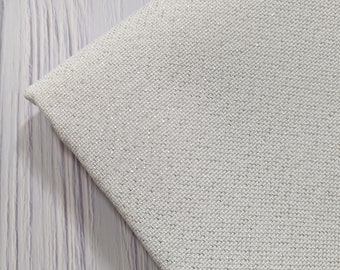 18ct  Zweigart Metallic Aida Cross Stitch Fabric/  Fabric for counted cross stitch,  needle arts - White with Silver metallic thread