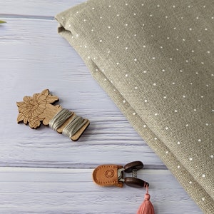 28ct Zweigart  Cashel  Linen Cross Stitch Fabric/Linen Fabric for counted cross stitch/ Natural with White mini dots