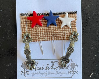 2023 Nashville Needlework Market Exclusive from Mani di Donna  -  “United We Stand Sewing Box" Pins and Handles pack /Ready to ship