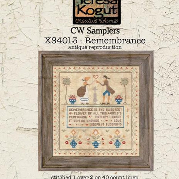 Teresa Kogut  2024 Nashville Needlework Market release from  -  "Remembrance" Cross Stitch Antique Reproduction spiral-bound book