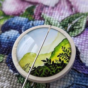 Glass Cabochon Cover Minder / Diamond Painting Cover minder/ Cover Minder  Tropical Leaf/ Needle minder for Cross Stitch/ Needle keeper