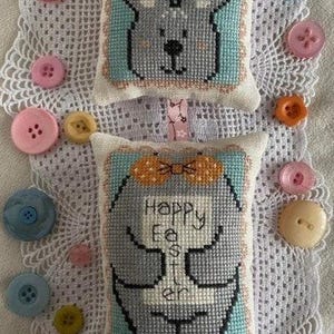 Romy&#39;s Creations - &quot;Easter Greetings&quot; Printed Cross Stitch Chart and Finishing pack/Ready to ship