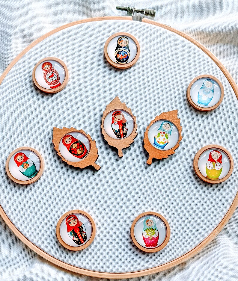 Handmade cabochon Matryoshka needle minderCute needle minderCover Minders diamond embroideryCross Stitch Needle nanny nesting doll