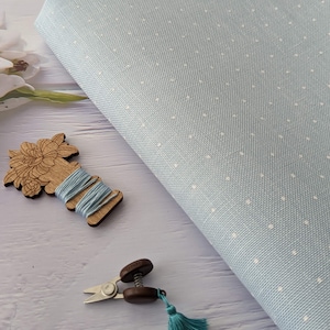 28ct Zweigart  Cashel  Linen Cross Stitch Fabric/Linen Fabric for counted cross stitch/ Blue with White mini dots