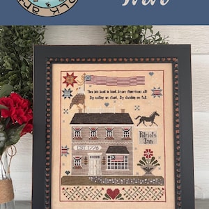 Annie Beez Folk Art - &quot;Patriots Inn&quot; Printed Cross Stitch Chart/2025 Nashville Market NEW release/Ready to ship