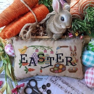 Puntini Puntini  -  “When I Think of Easter&quot; Printed Cross Stitch Chart /Ready to ship