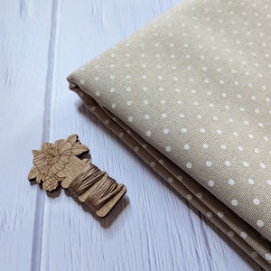 32ct Zweigart  Lugana Murano Petit Point Cross Stitch Fabric/Lugana Evenweave Fabric for cross stitch - Light Taupe with White Polka dots