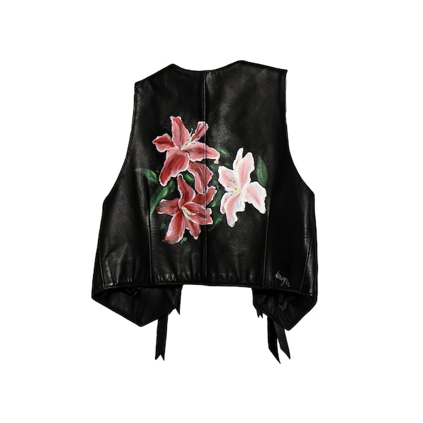 Original hand painted vintage leather western gilet