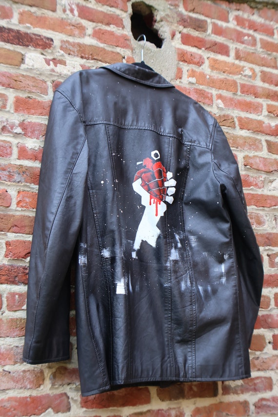 Hand Painted Leather Jacket With Album Cover Art From Green Day - Etsy
