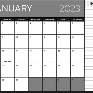 2023 Calendar, Printable, Simple Calendar, Horizontal Page, Instant Download, Modernist, Modern