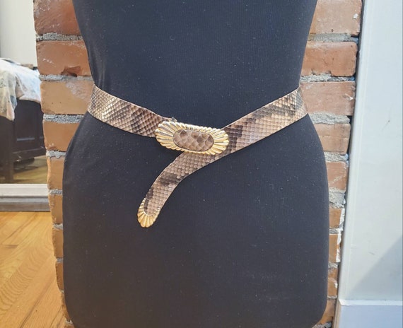 Judith Leiber Brown Snakeskin Vintage Belt