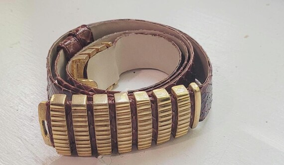 Judith Leiber Brown Snakeskin Belt