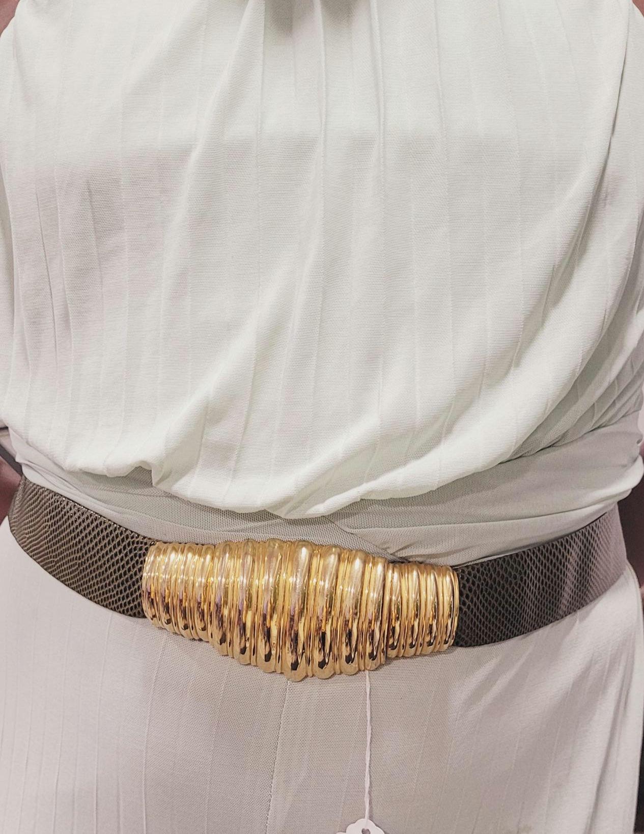 Judith Leiber Green and Gold Embellished Belt Vintage Judith Leiber Gold Buckle Leather Belt | eBay main image 4