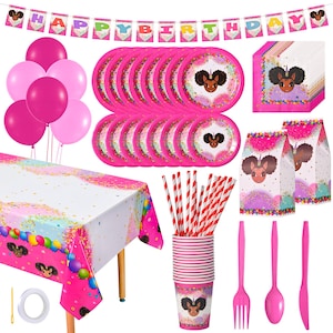 Favorite Faces Afro Puff Unicorn Birthday Party in a Box for 15 guests