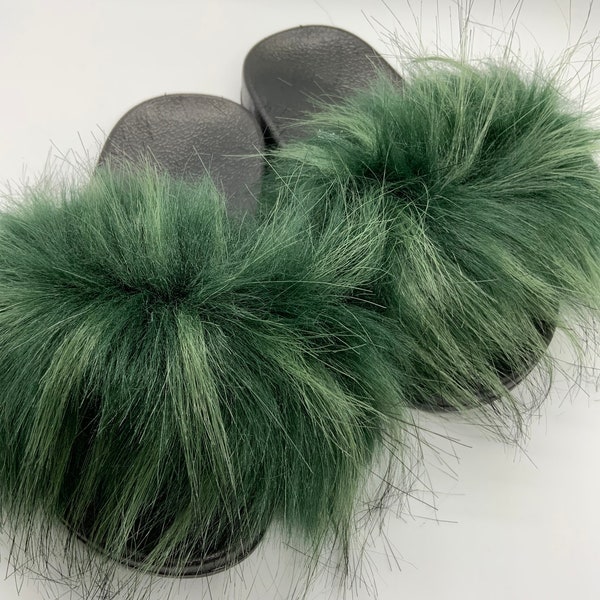 slingback fur slides