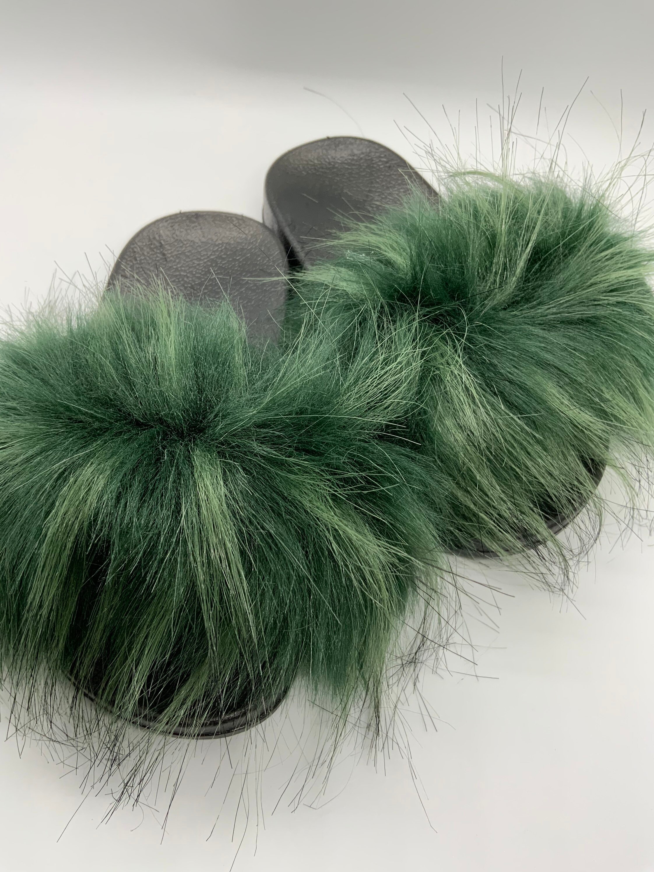 Mimigo Multicolors Real Fox Fur Slides Slippers For Women Toddler