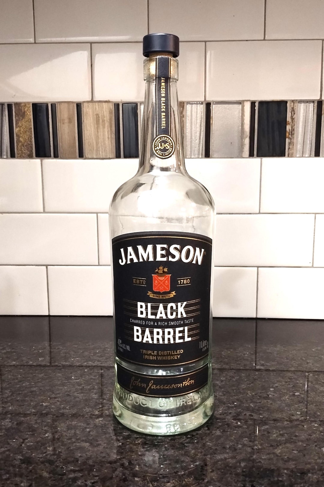 Empty Jameson Black Barrel Bottle | Triple Distilled Irish Whiskey ...