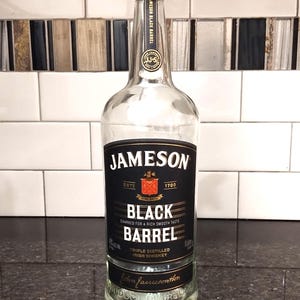 Empty Jameson Black Barrel Bottle | Triple Distilled Irish Whiskey | Jameson Irish Whiskey | Rinsed and upcycled, cork included
