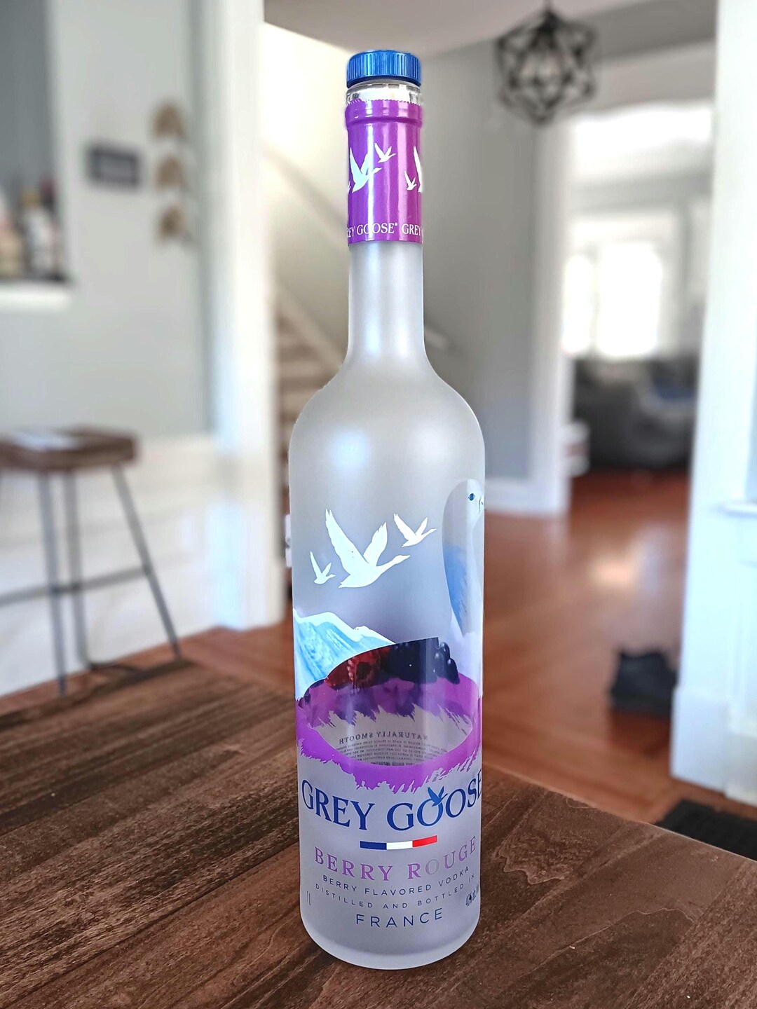 Empty Grey Goose Vodka Bottle, Berry Rouge, 1 L Size - Rinsed, Cork ...