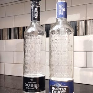 Empty Maestro Dobel bottles | Maestro Dobel Silver | Maestro Dobel Diamante Reposado | Maestro Dobel Tequila | Rinsed and upcycled