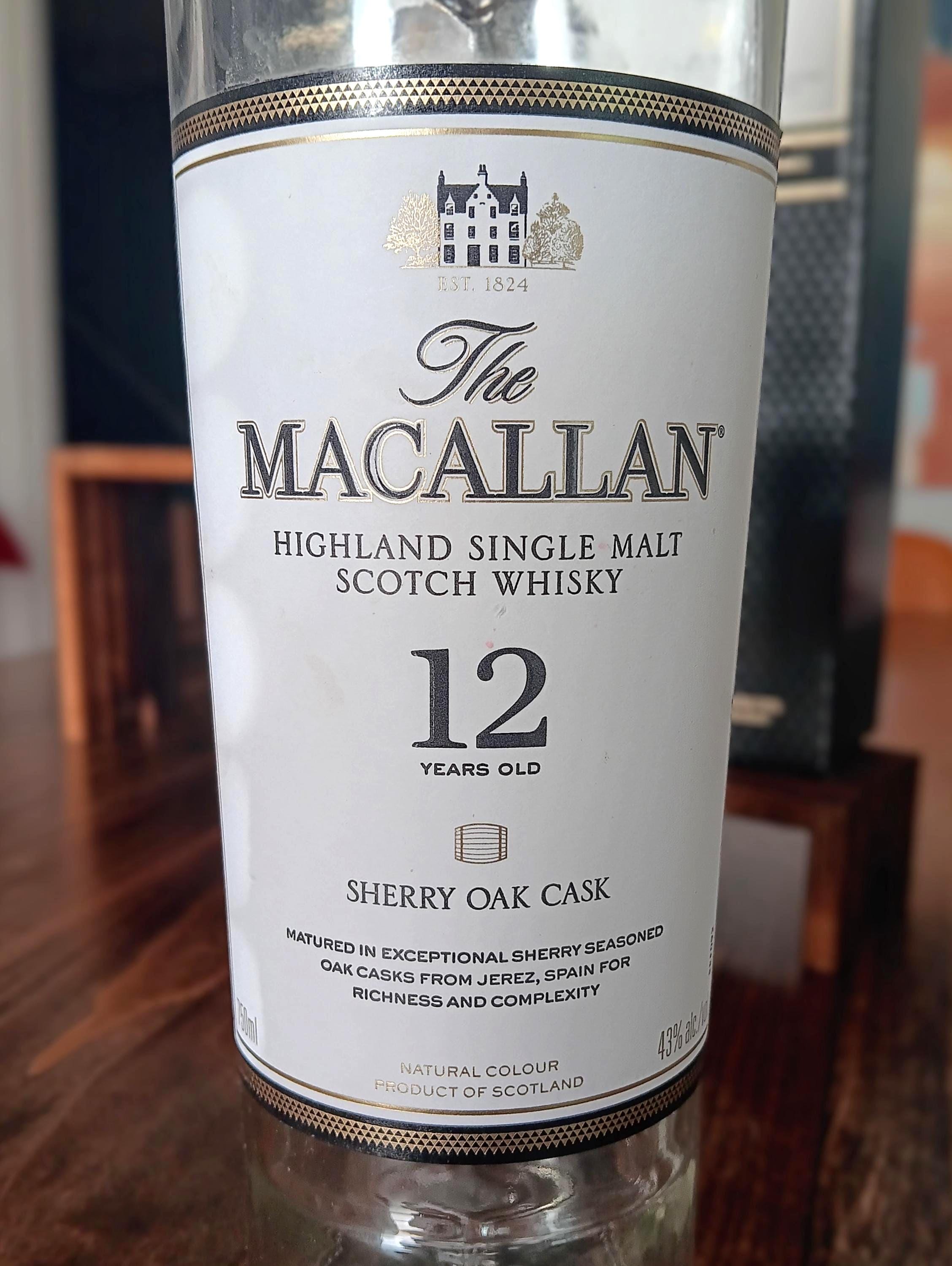 Empty Macallan 12-year Scotch Whisky Bottle and Box Set